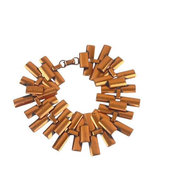 Vintage Renoir Copper Link Bracelet 1960s Starburst Retro Geometric - Picture 1 of 8